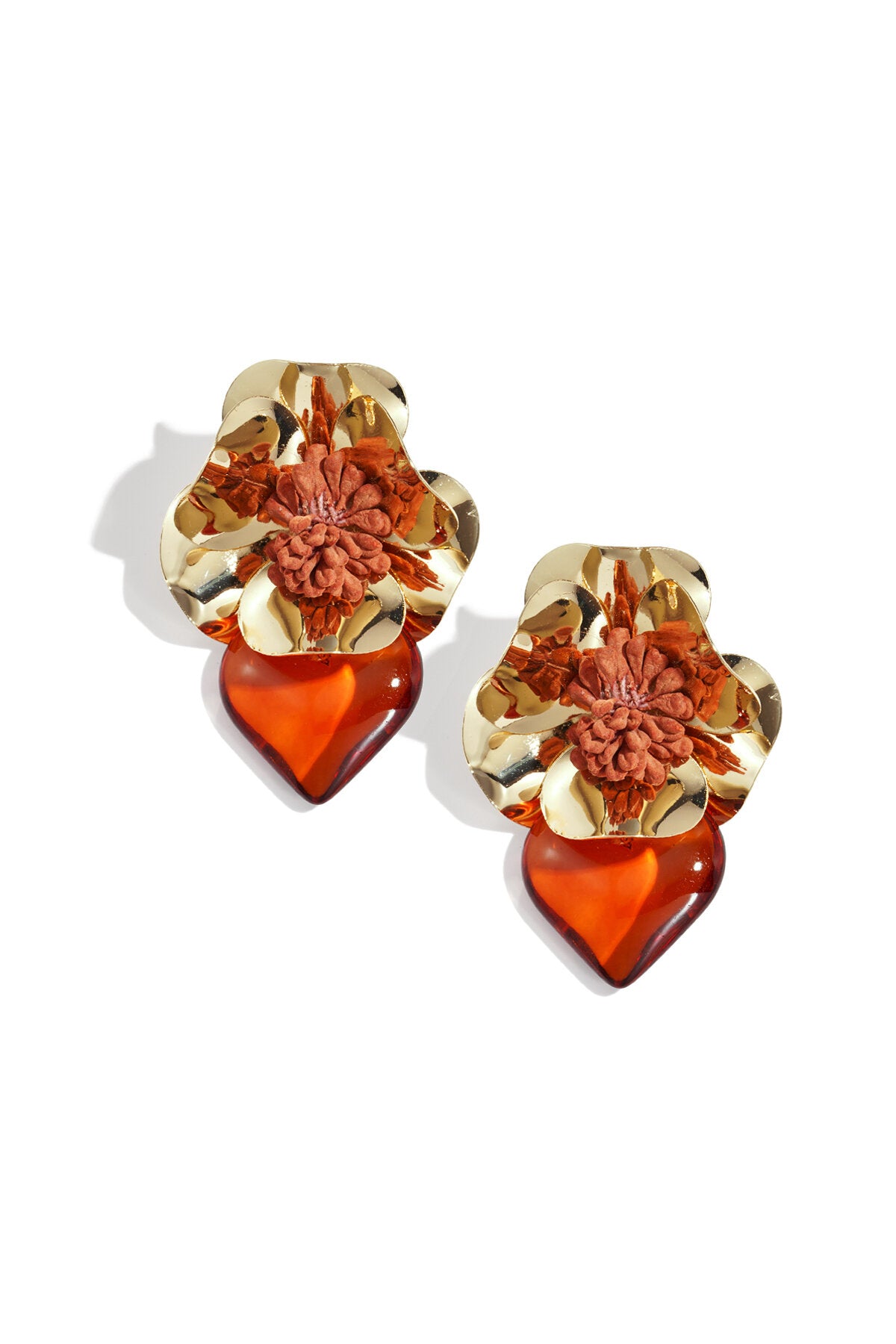 Elegant Flower Heart Drop Earrings for Fall/Winter