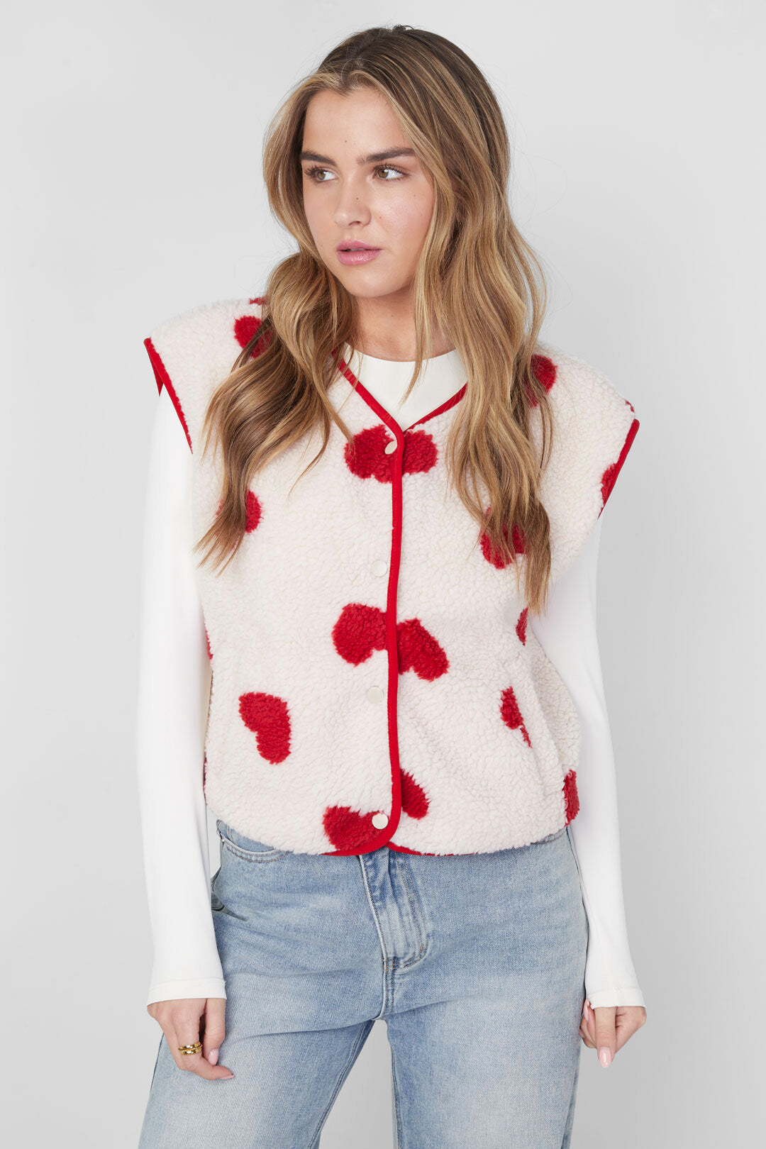 Gimme Pink & Beige Woven Heart Vest for Spring/Summer
