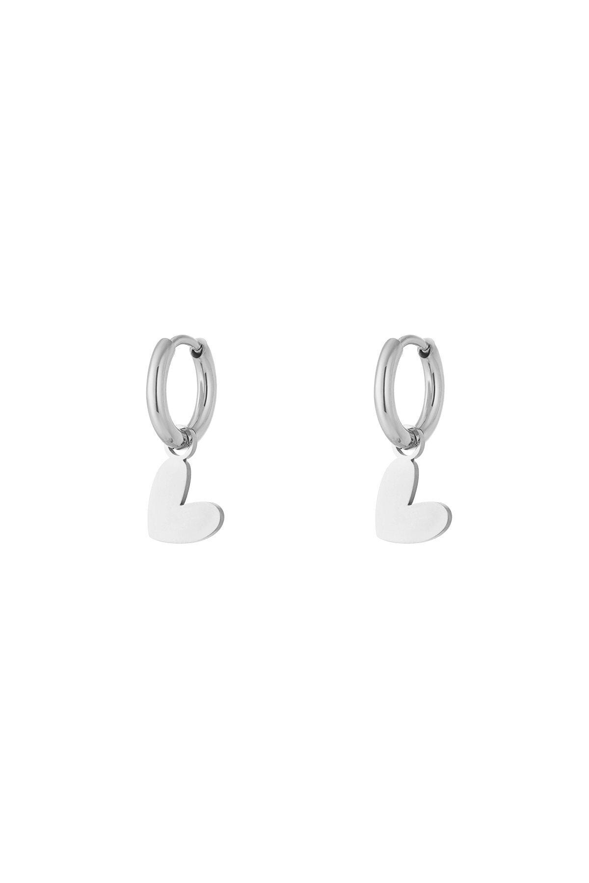 Elegant Heart-Shaped Drop Earrings, Silver & Gold