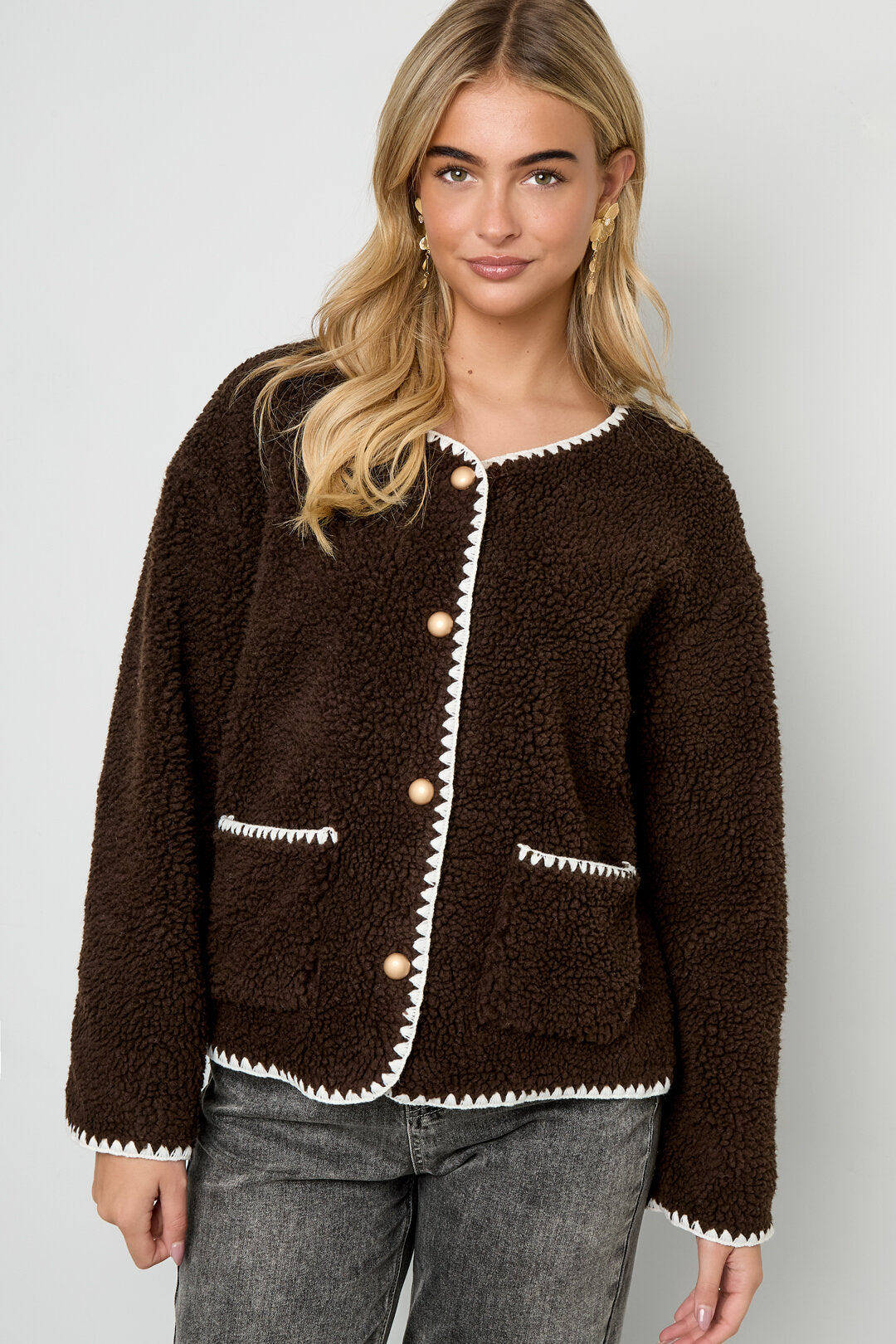 Stylish Color Clash Woven Jacket for Fall/Winter
