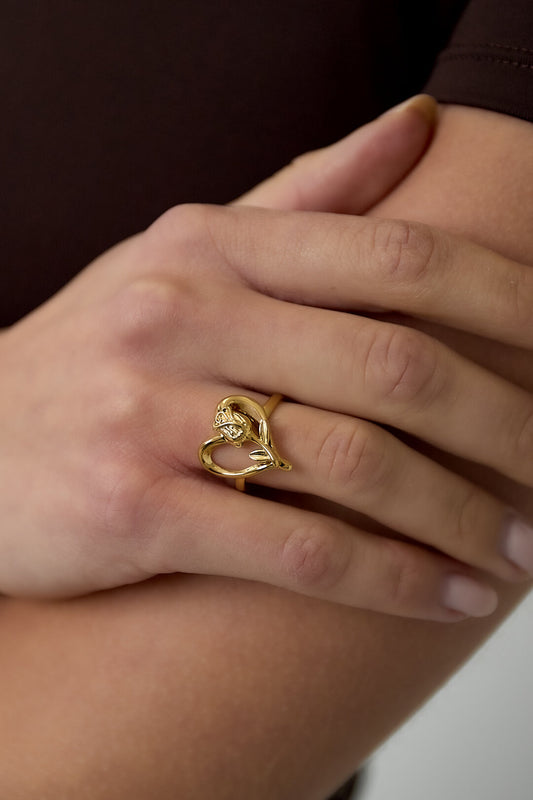Elegant Adjustable Heart Statement Ring