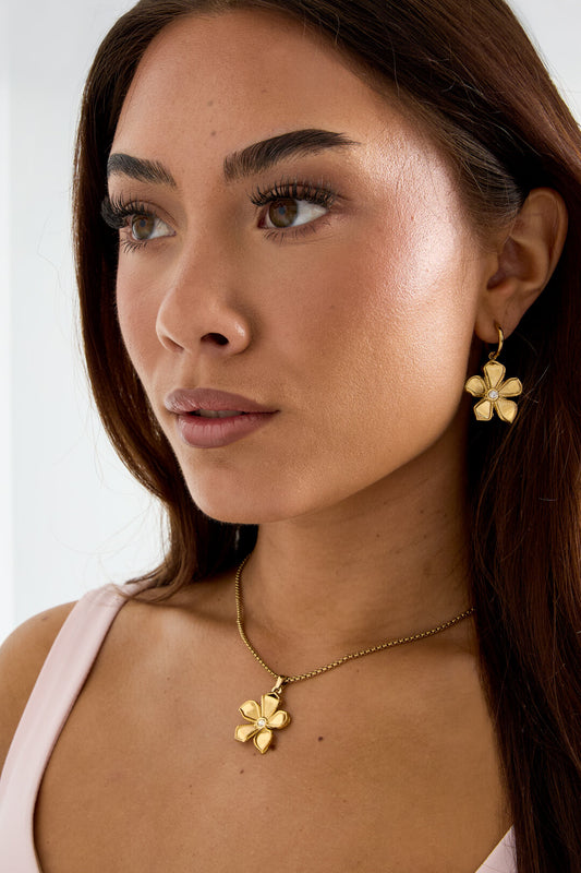 Stainless Steel Drop Earrings Flower Simple Daily Simple Series Women's jewelry