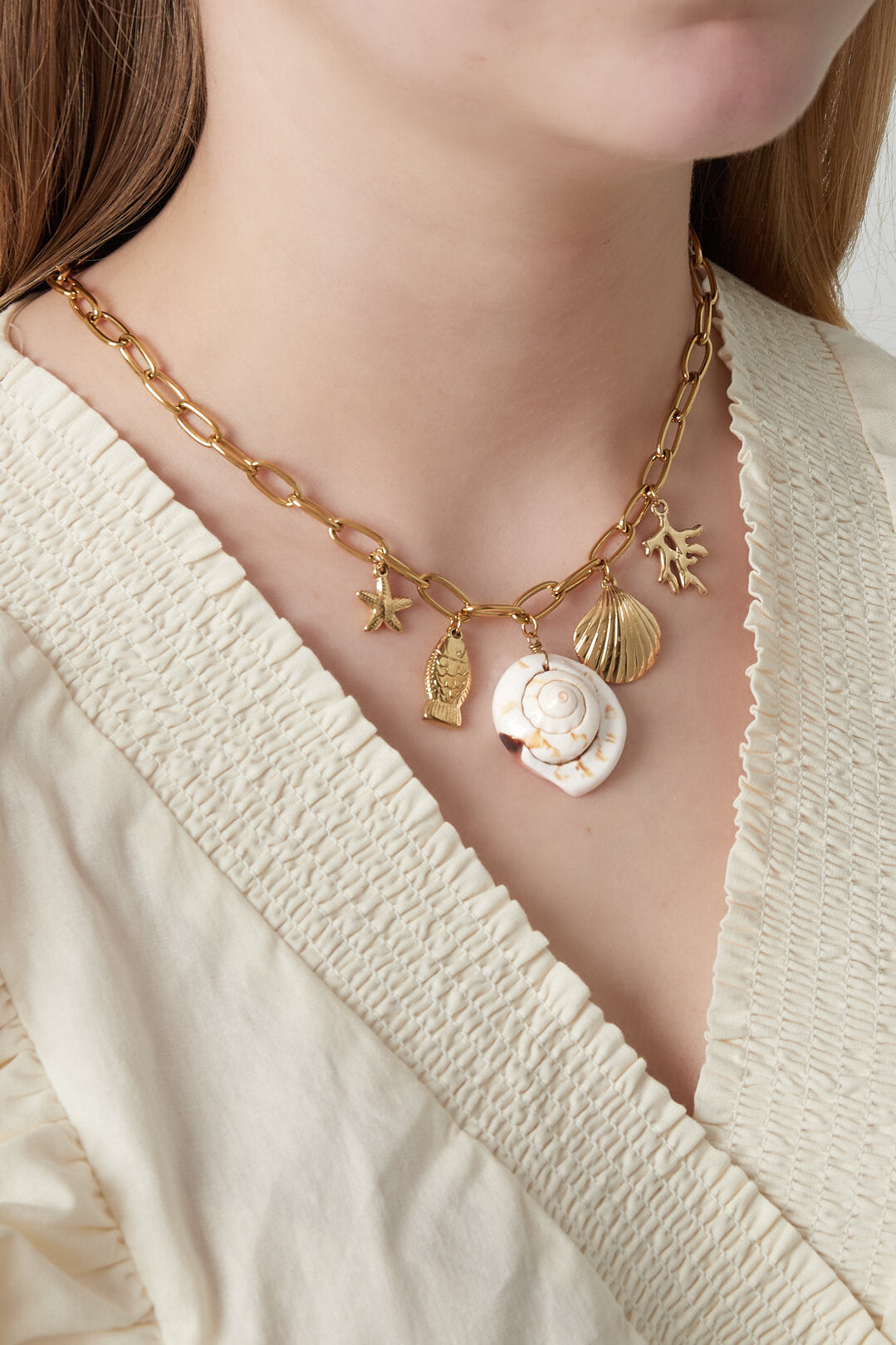 14K Gold Plated Seashell Pendant Necklace