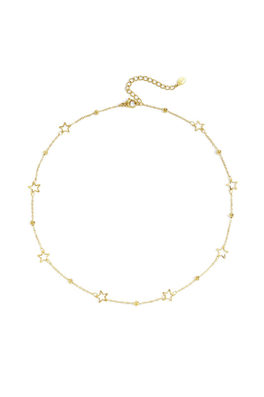 Elegant Star Chain Necklace in Silver & Gold