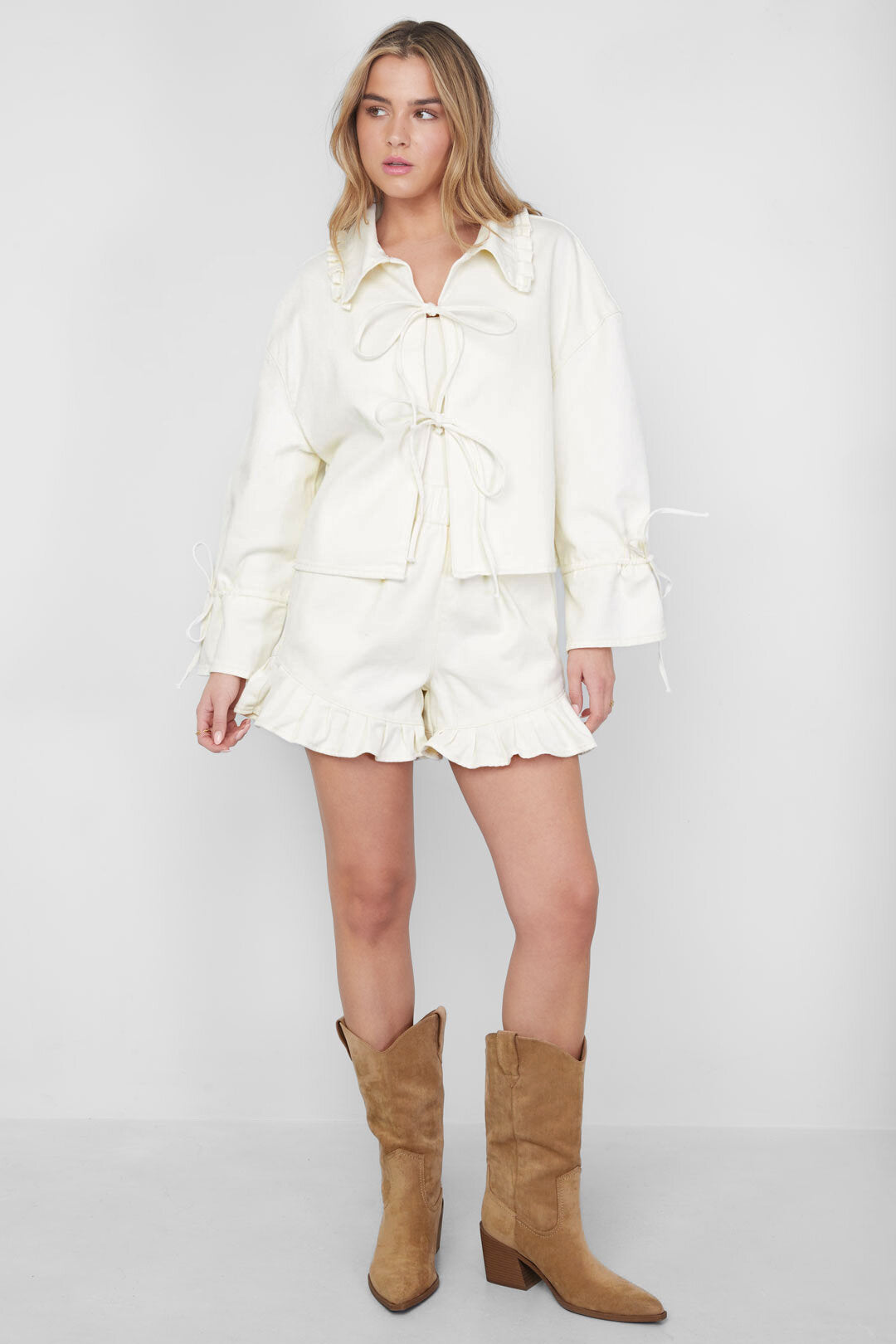 Gimme Cotton Bow Jacket: Spring/Summer Casual Elegance