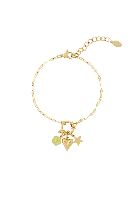 14K Gold Plated Flower Charm Bracelet for Women