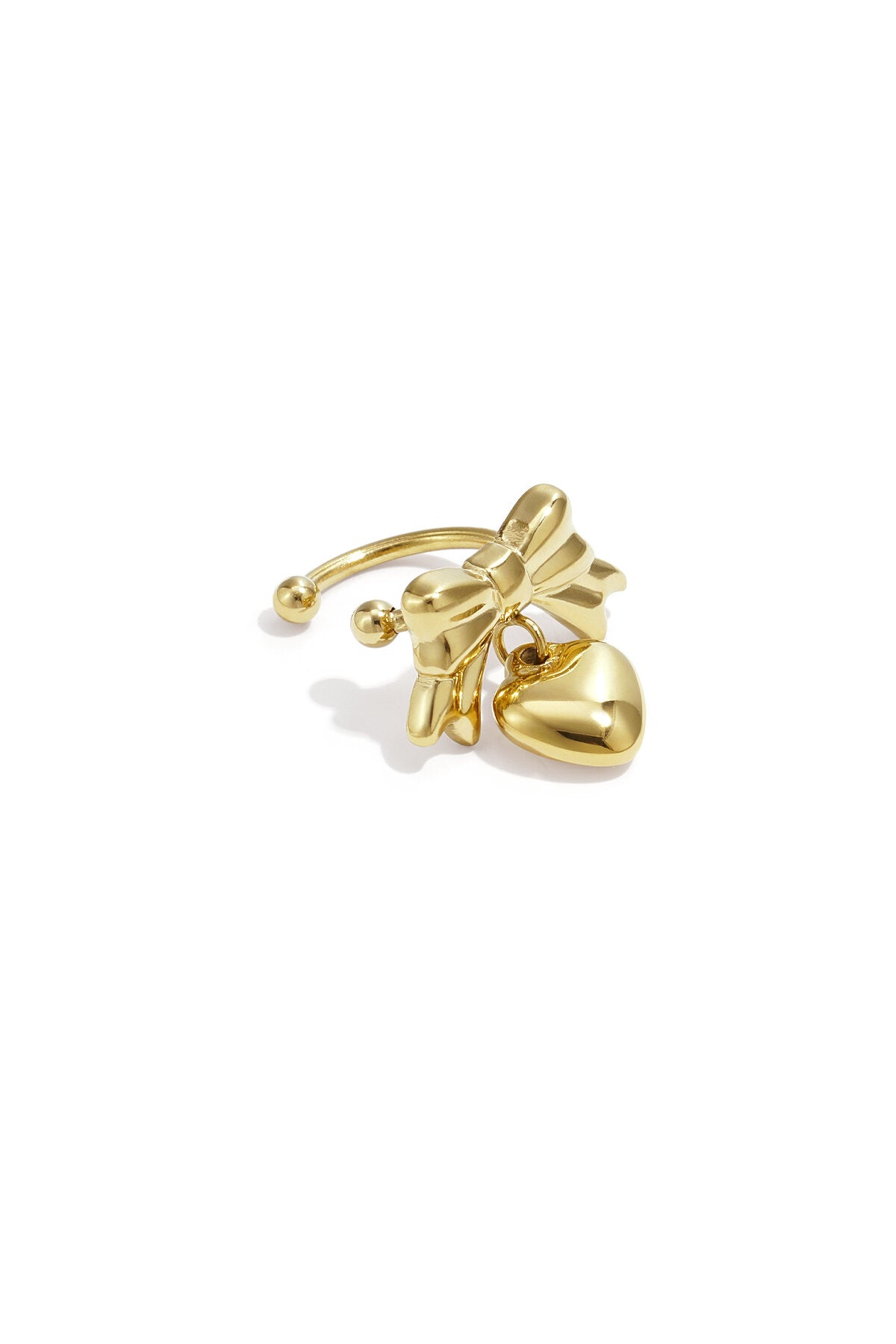 Stylish Gold Heart & Bow Knot Ear Cuff