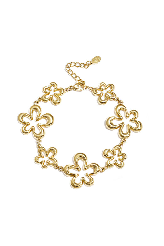 Elegant Flower Charm Bracelet for Women - Silver & Gold
