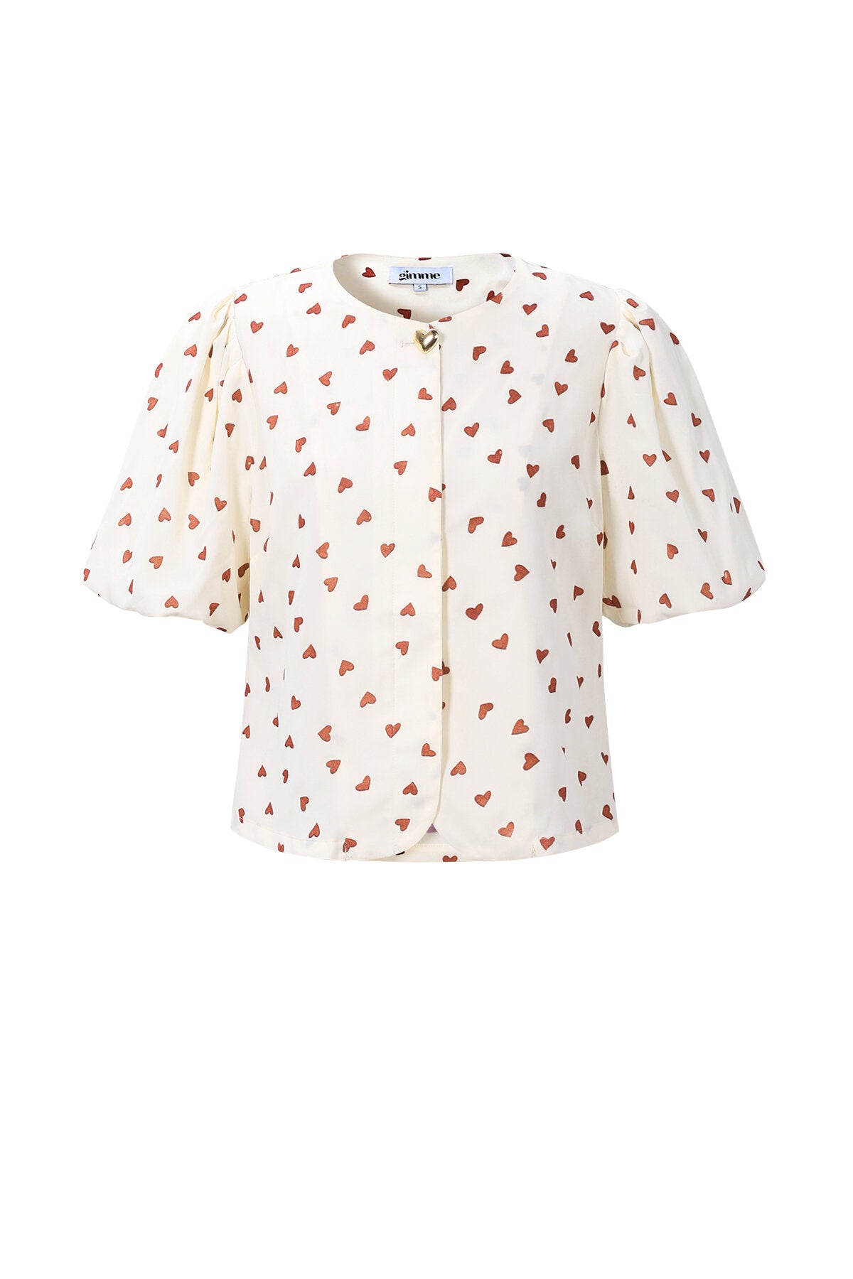 Elegant Off-White & Crimson Heart Woven Top for Spring/Summer