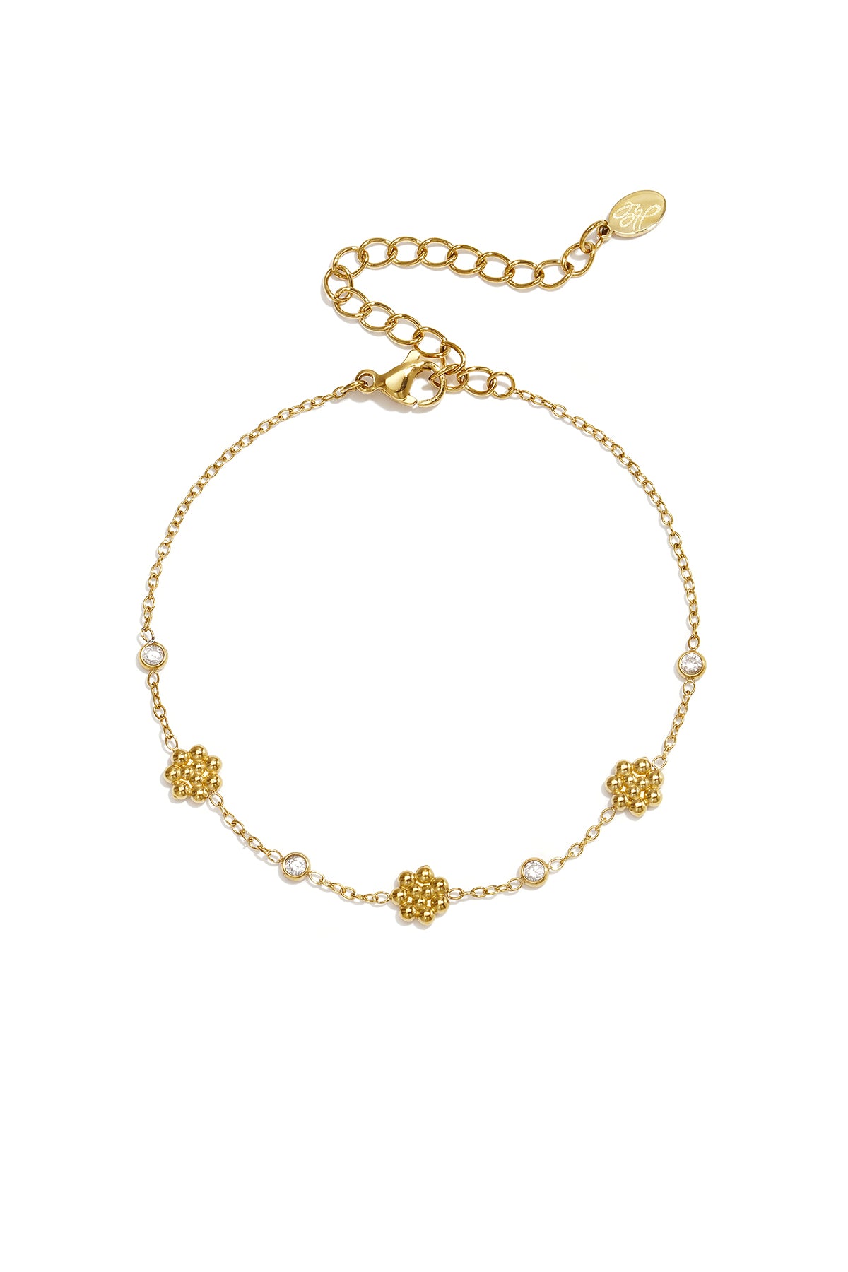 14K verguld roestvrijstalen bedelarmbanden met bloemmotief, eenvoudige dagelijkse sieradenserie voor dames.