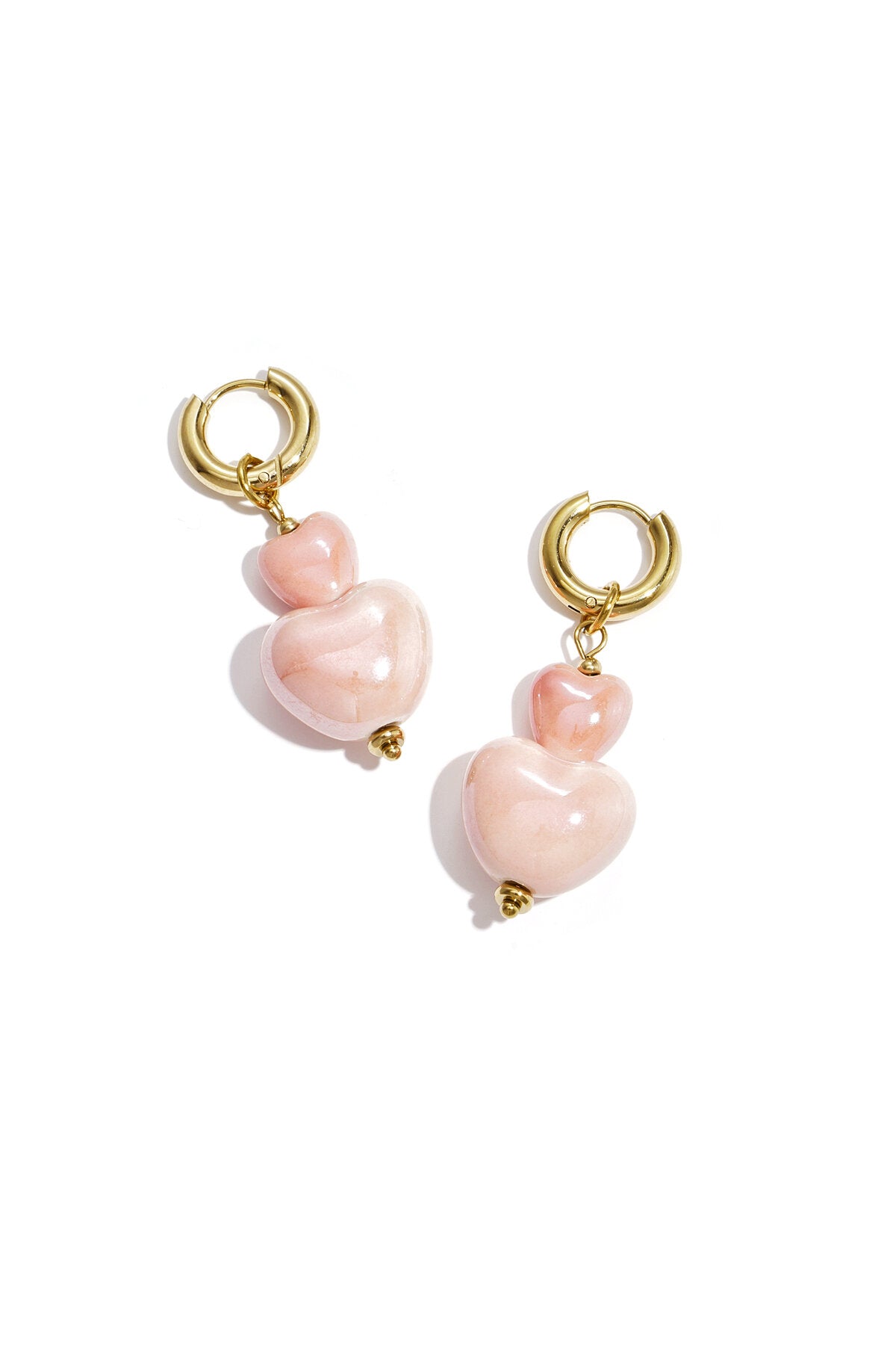 Sweet Pink Heart Beads Earrings for Romantic Spring/Summer