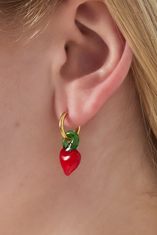 14K Gold Plated Red Glaze Drop Earrings for Women