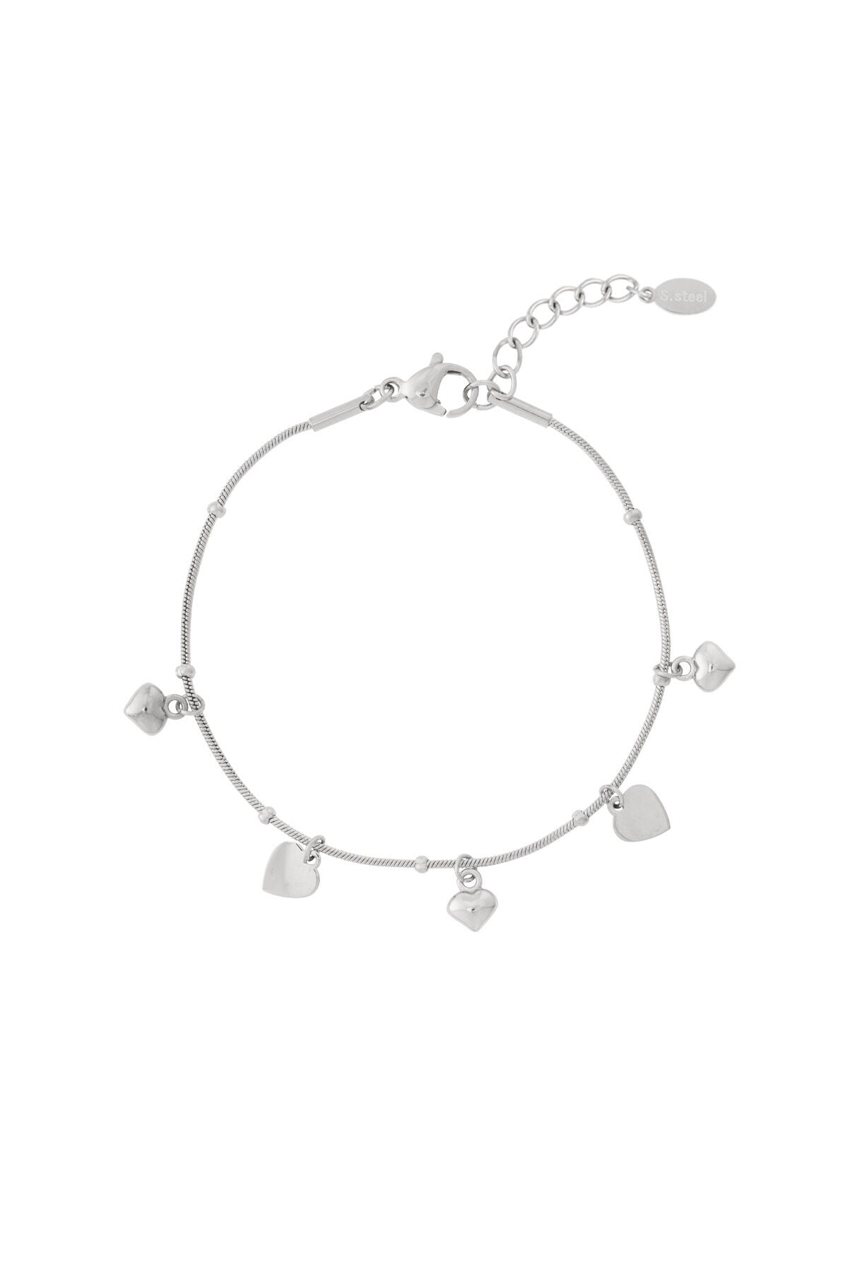 Elegant Heart Charm Bracelet - 14K Gold Plated & Stainless Steel