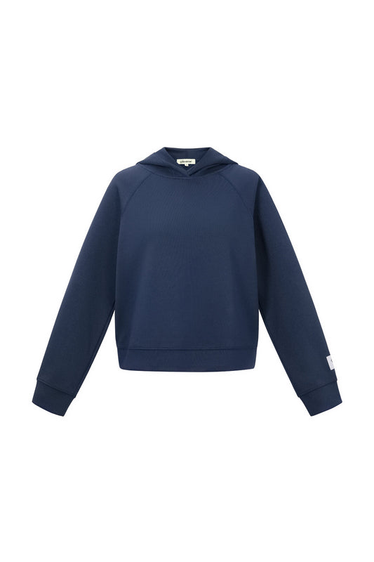 Stylish All-Fit Knitted Hoodie in Navy & Brown