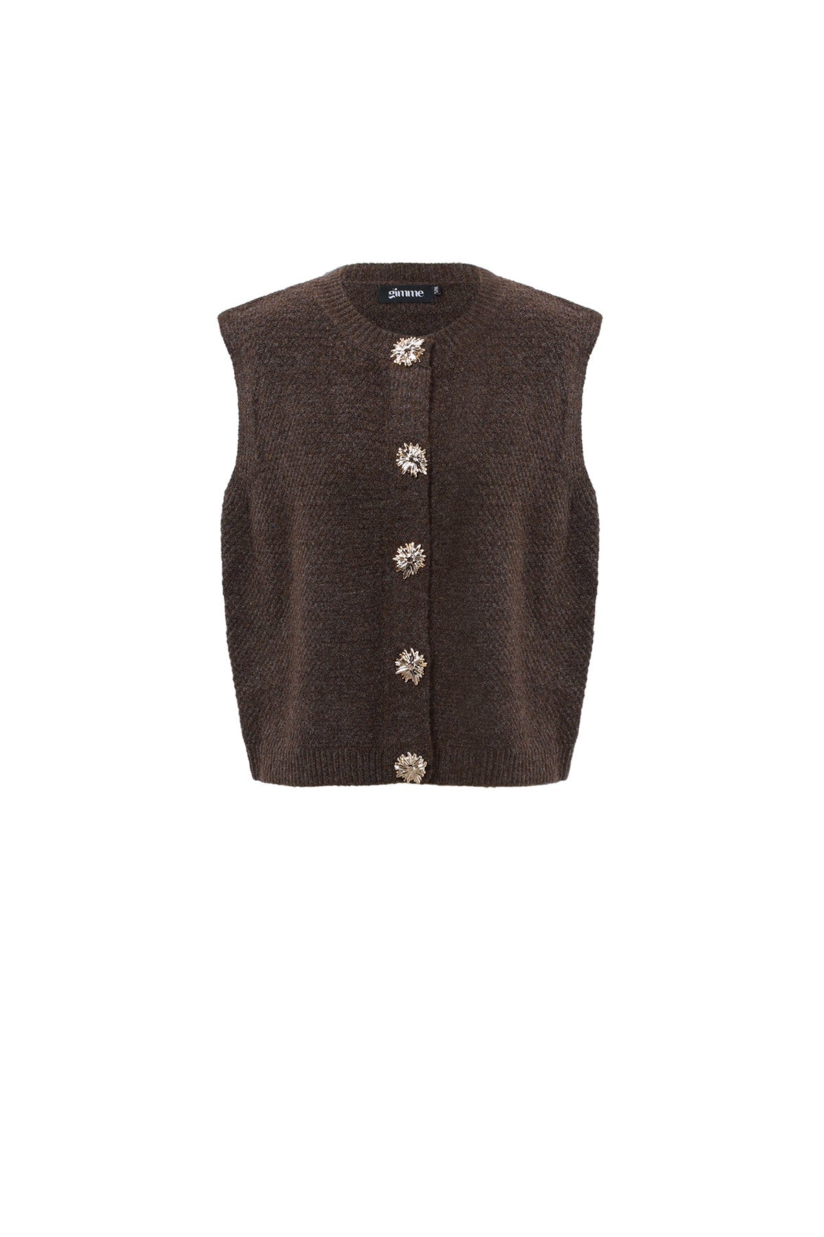 Knitted Polyester Fiber Women's Knitted Vest Casual Solid Color