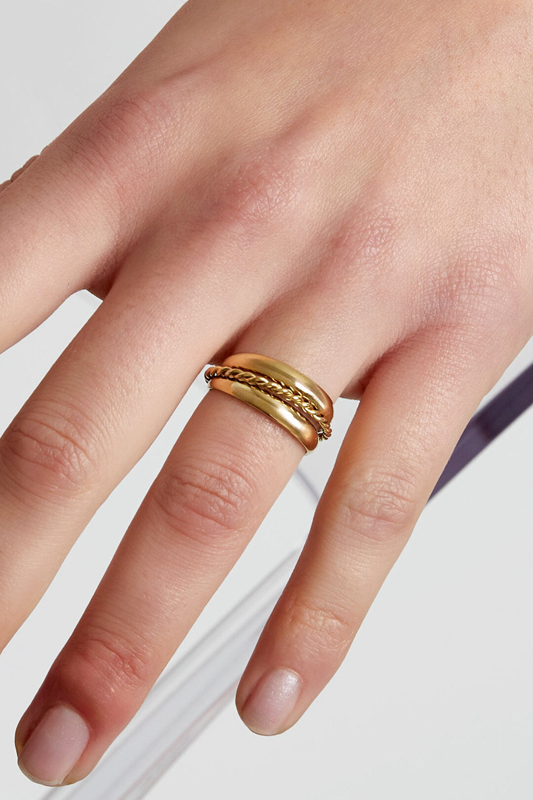 Elegant Minimalist Stainless Steel Ring - Silver & Gold
