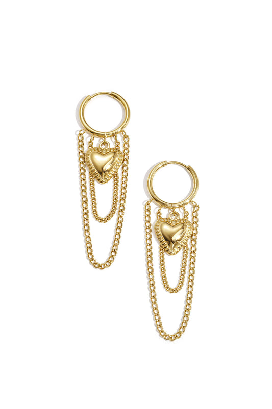Elegant Gold Heart Dangle Earrings for Women