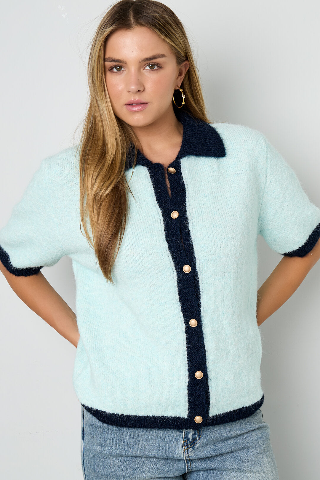 Soft Knit Cardigan for Spring/Summer in Pink, Blue & Beige
