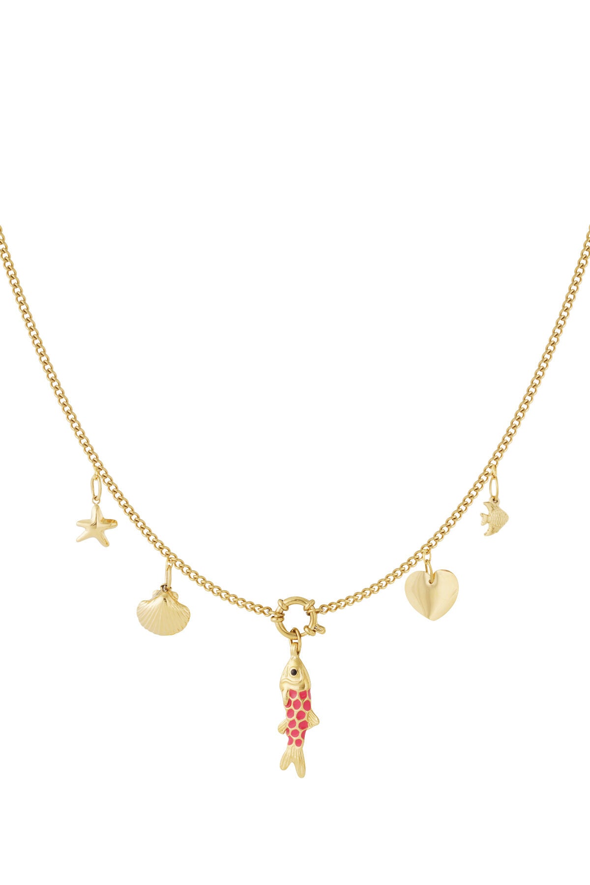 Elegant 14K Gold Plated Fish Pendant Necklace