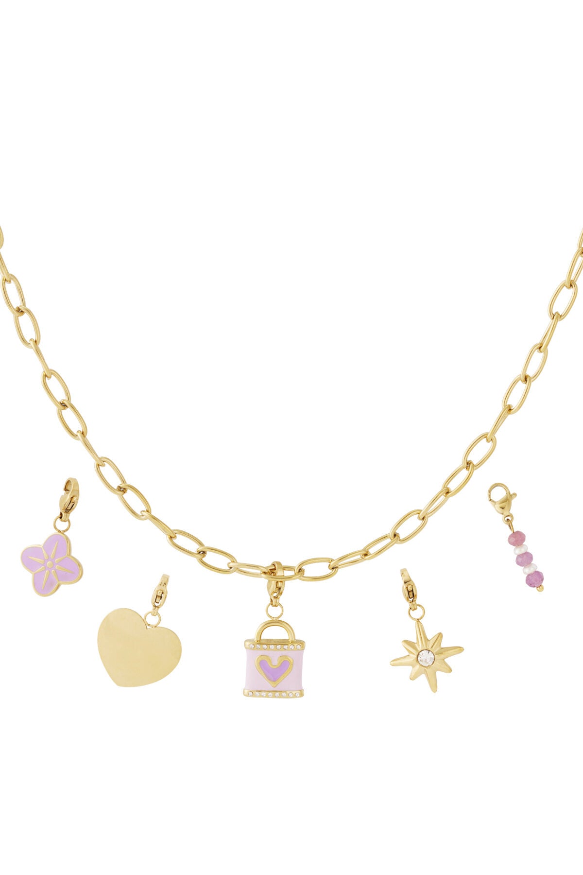 Elegant 14K Gold Plated Flower Heart Pendant Necklace