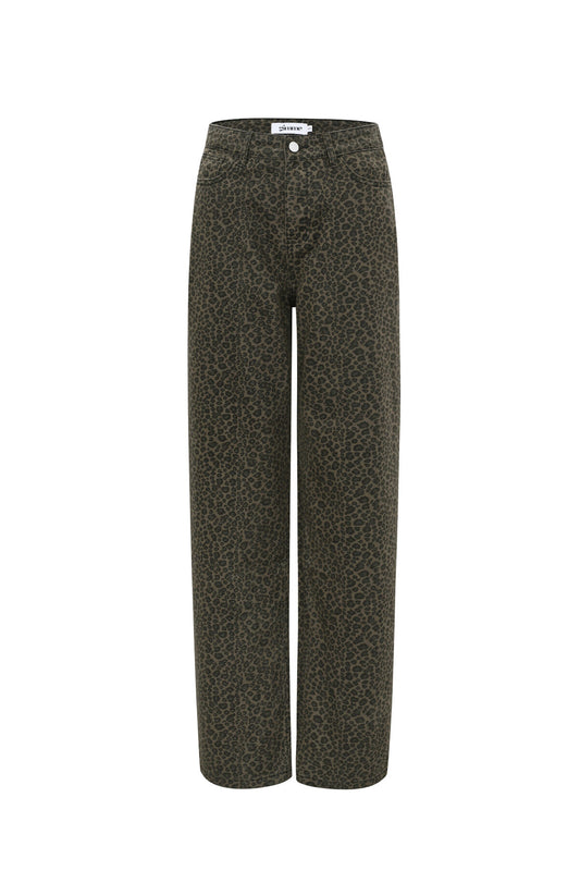 Stylish Dark Brown Leopard Print Denim for Fall