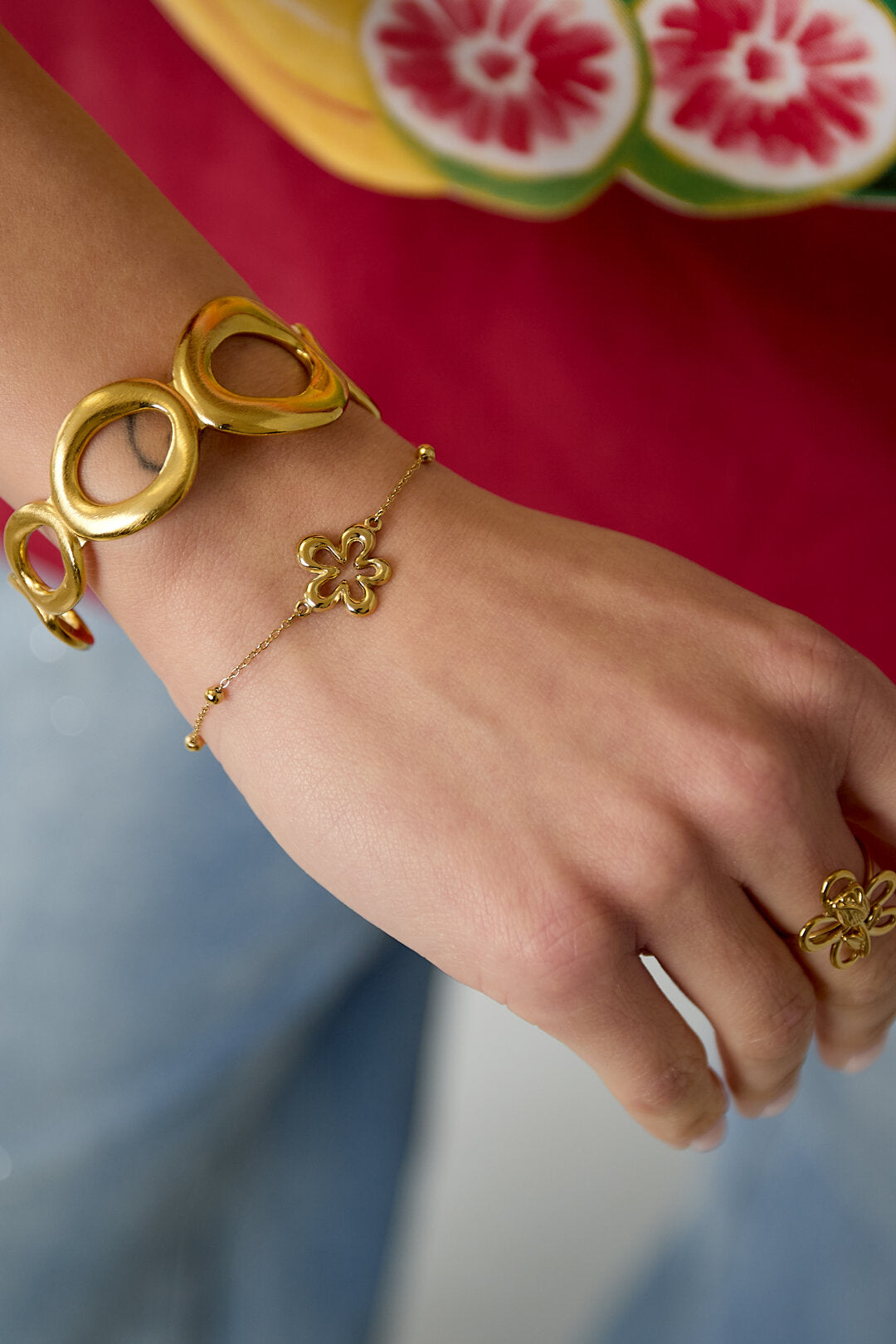 Elegant Flower Charm Bracelet for Women - Silver & Gold