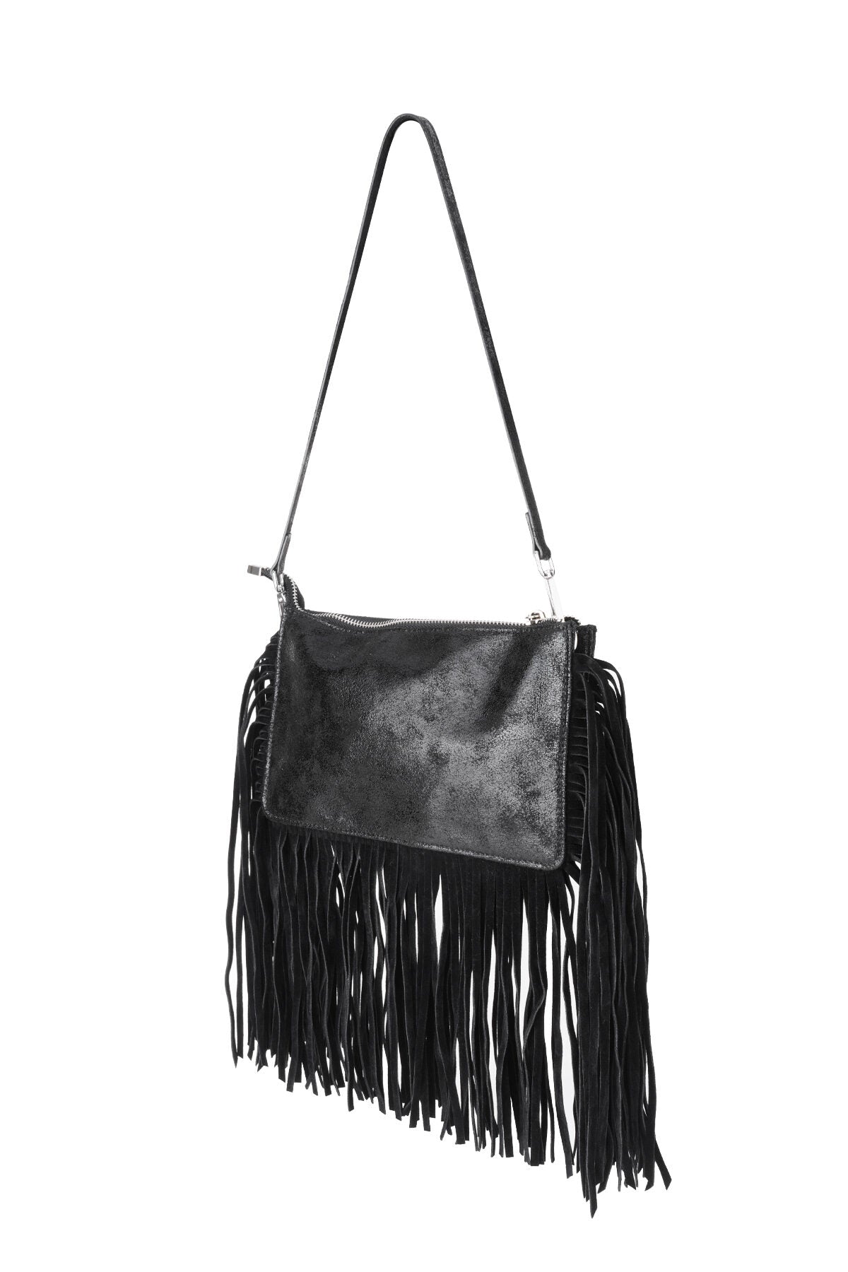 Stylish All-Fit Black Shoulder Bag with Tassel