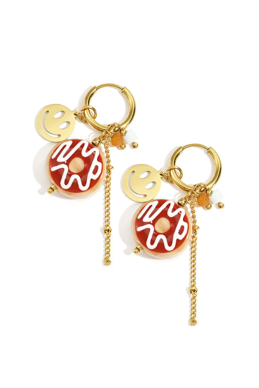 Stylish Gold-Toned Smiling Face Drop Earrings