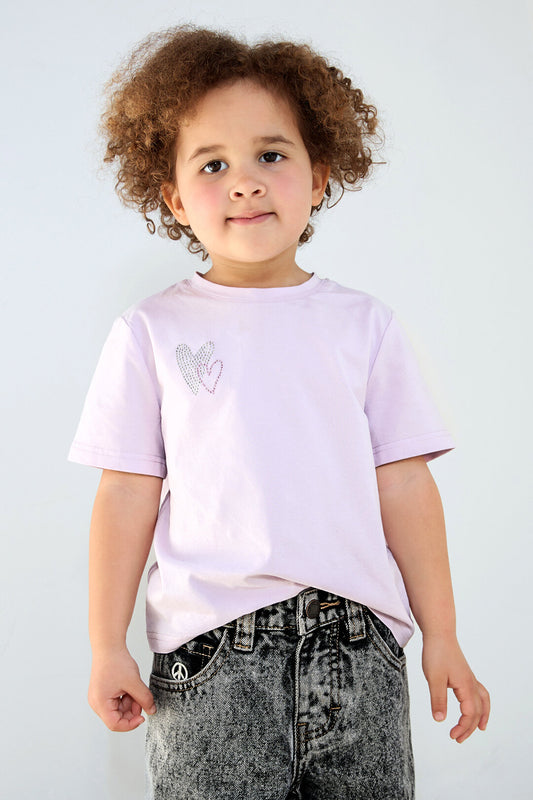 Cotton Children's T-Shirt Casual Embroidered Heart Design