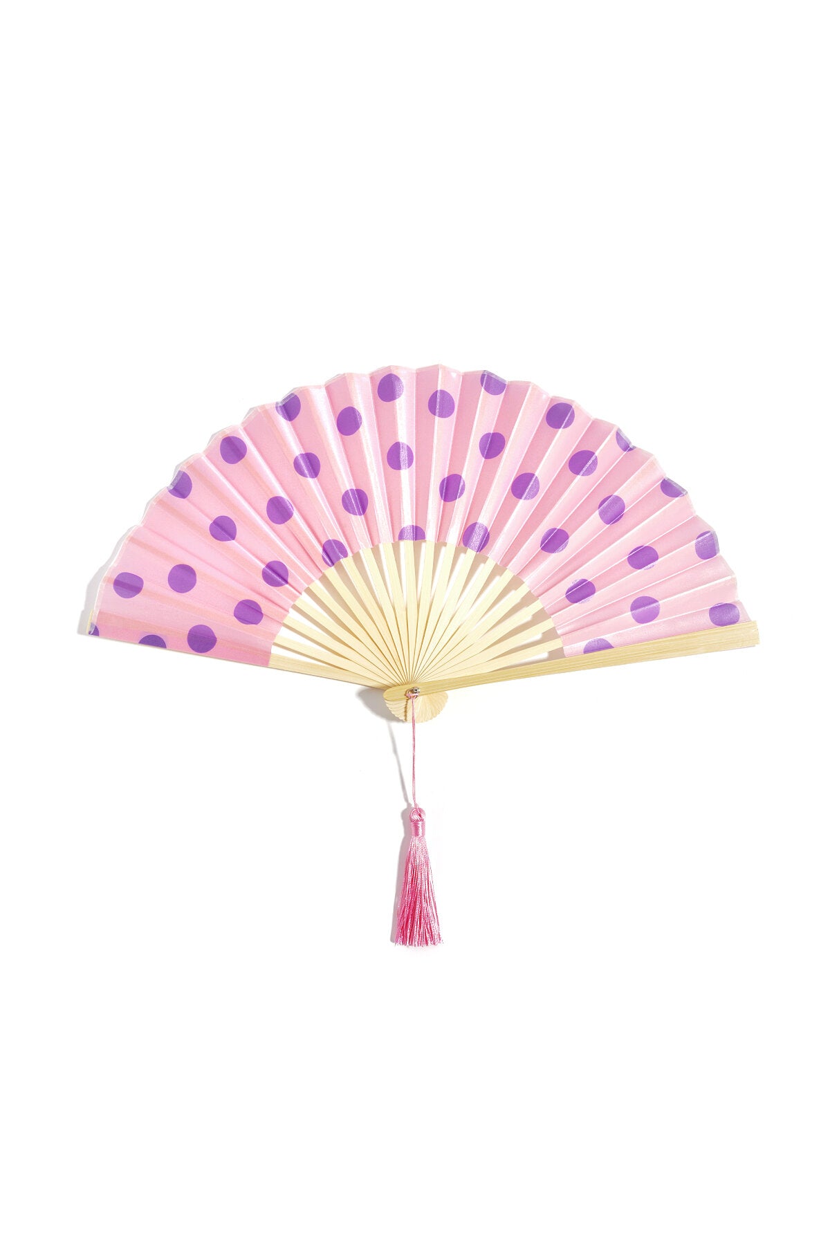 Elegant Bamboo Folding Fan in Yellow and Pink