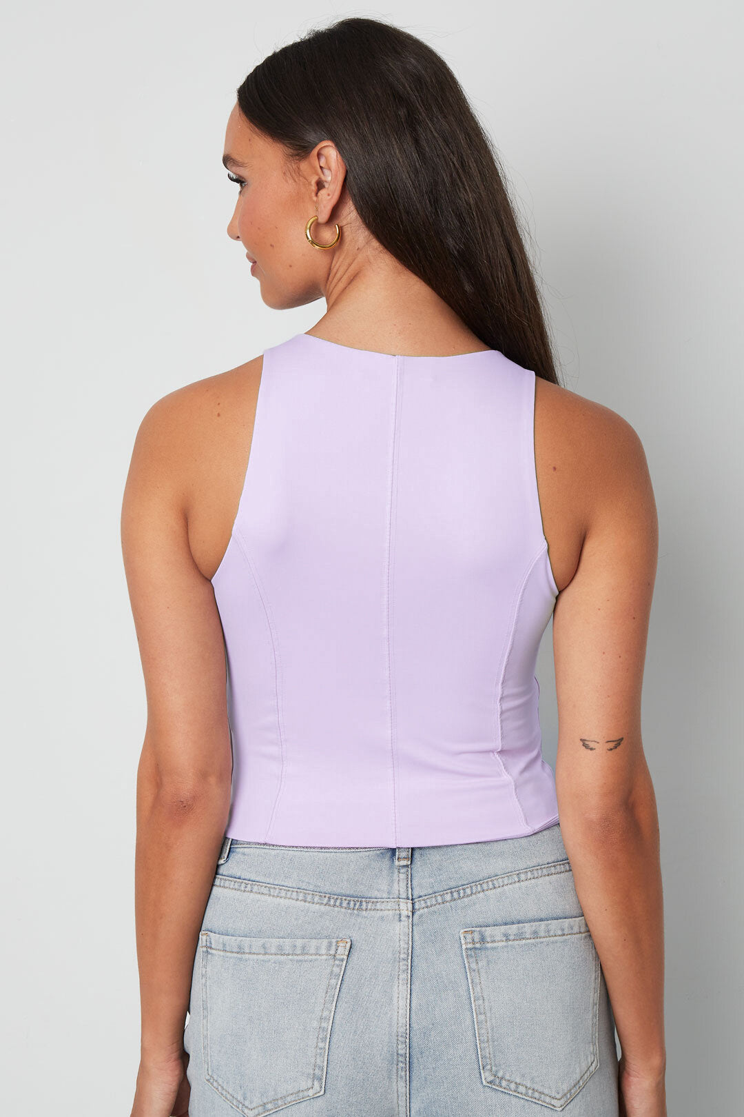 Chic Spring/Summer Sleeveless Knit Top in Baby Blue, Dark Khaki & Light Purple