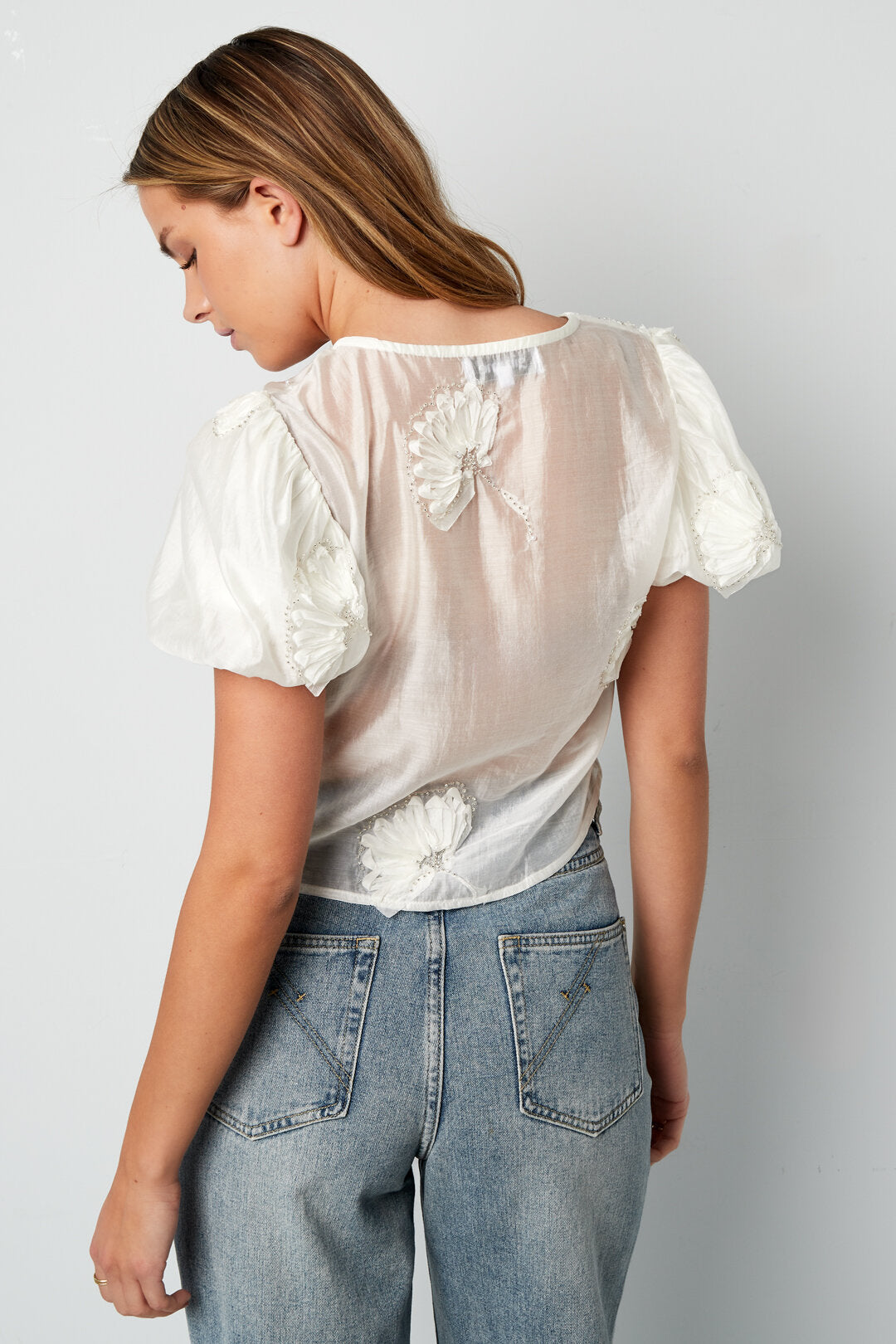 Eco-friendly Bohemian White Short Sleeve Top