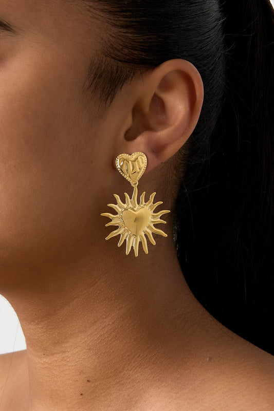 Stylish Gold Heart Drop Earrings for Women