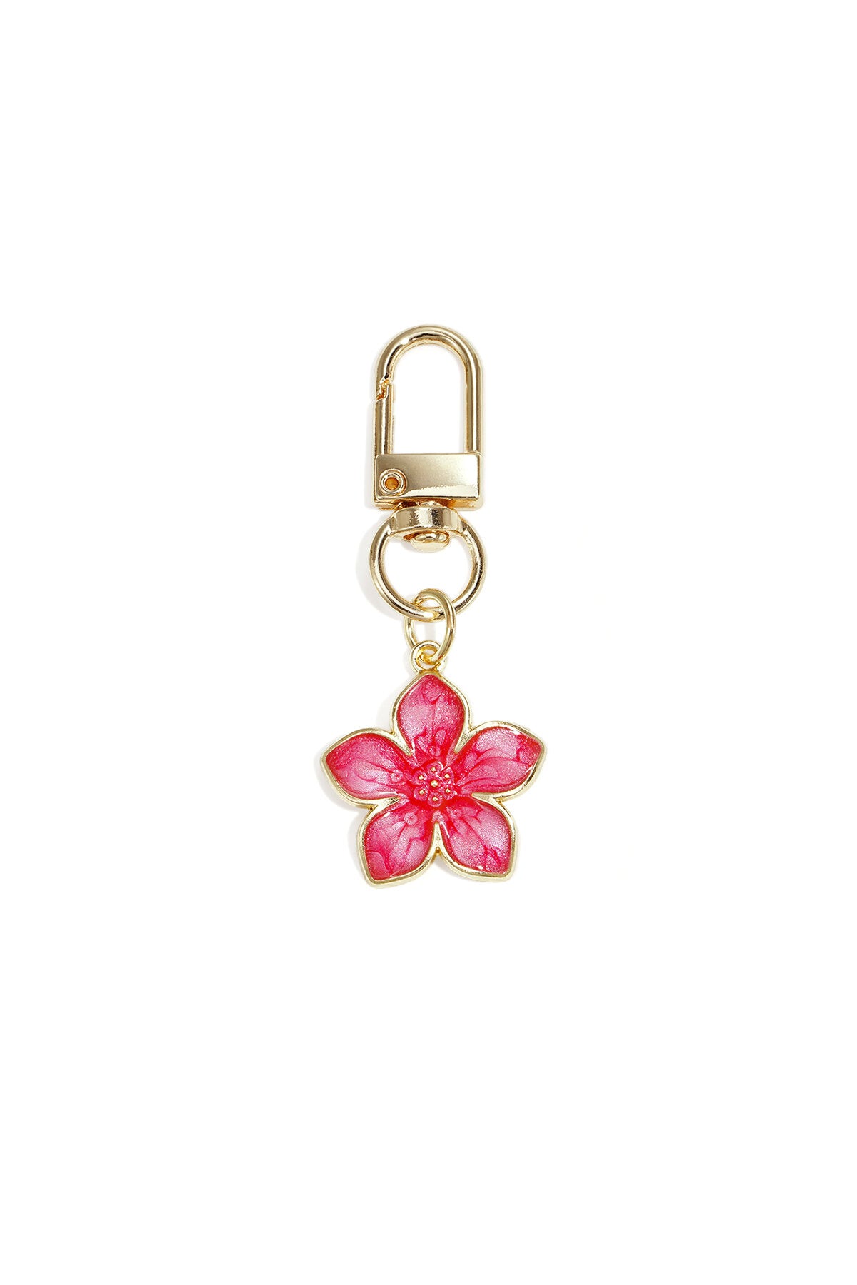 Charming Flower Keychain in Pink, Red & White Gold