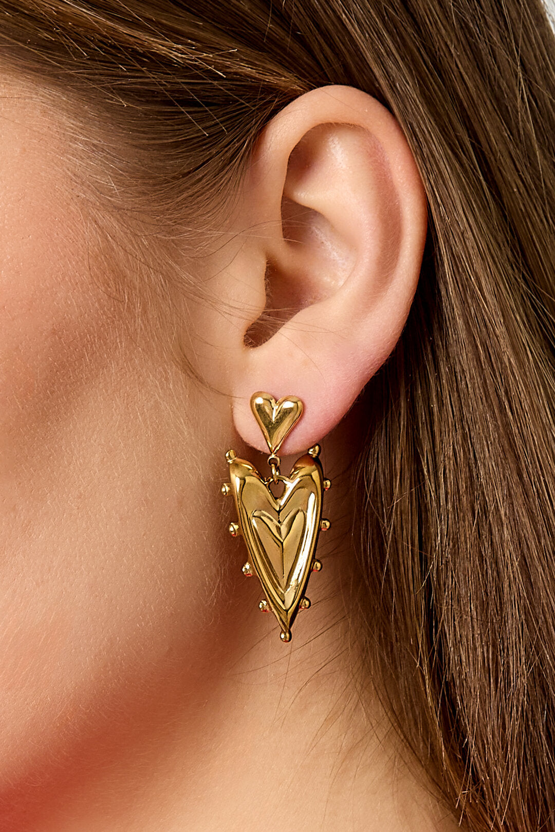 Stylish Gold Heart Drop Earrings for Women