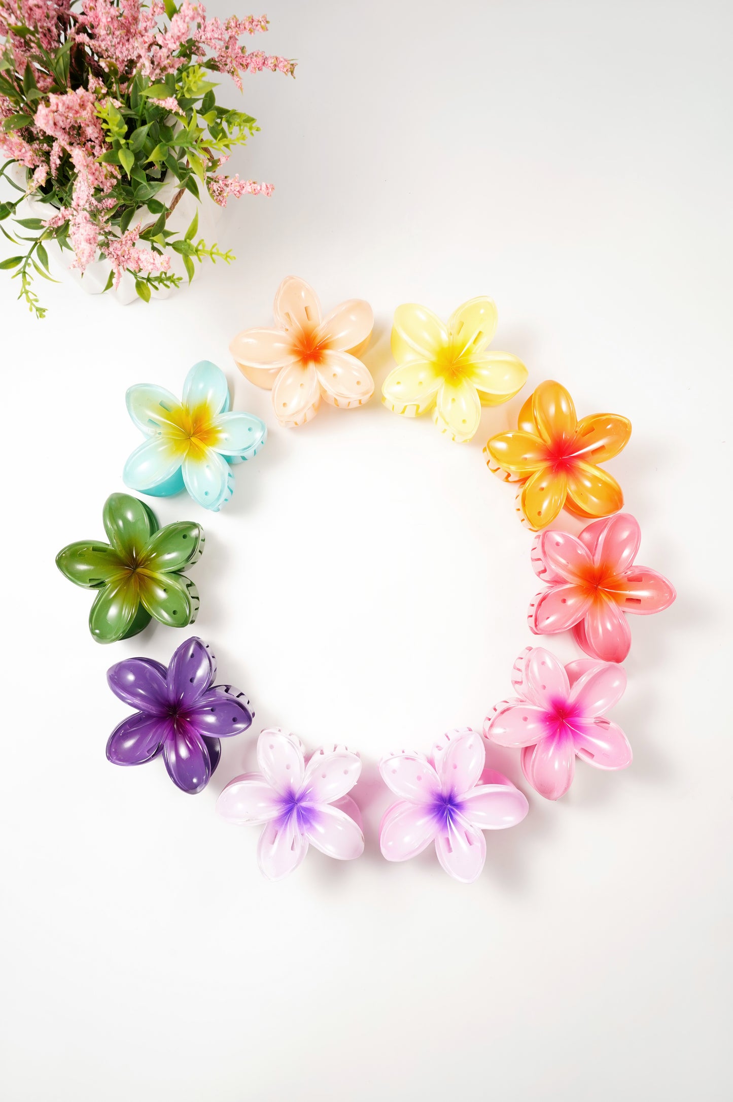 Charming Plastic Flower Hair Clips for Women