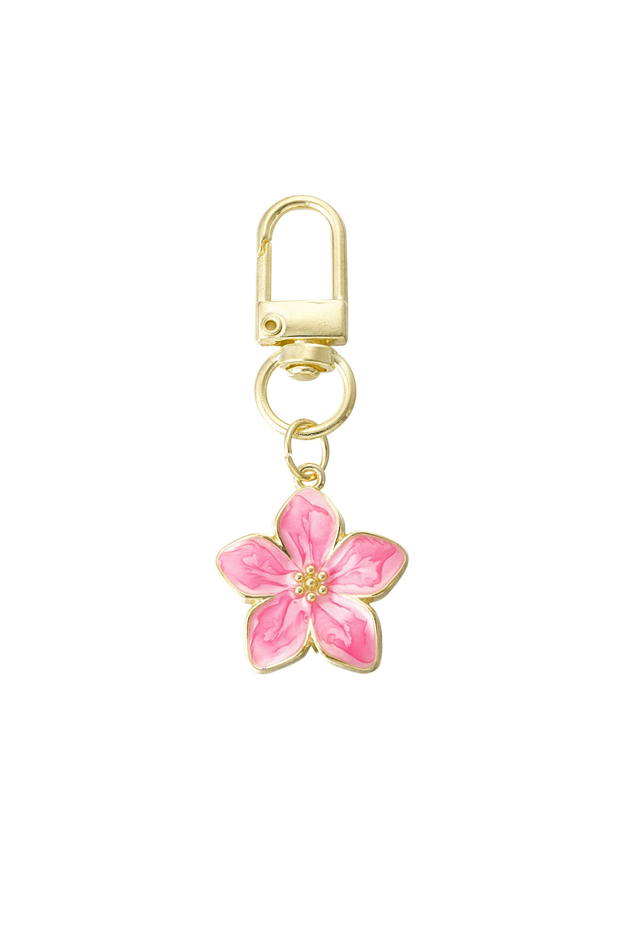 Charming Flower Keychain in Pink, Red & White Gold