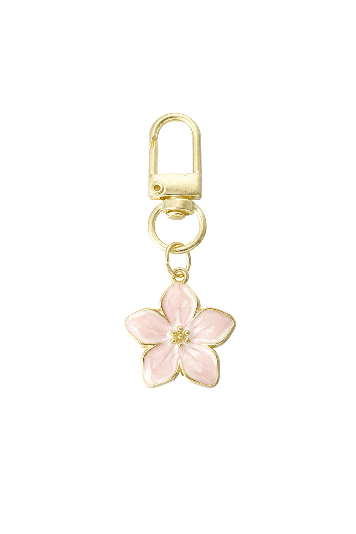 Charming Flower Keychain in Pink, Red & White Gold