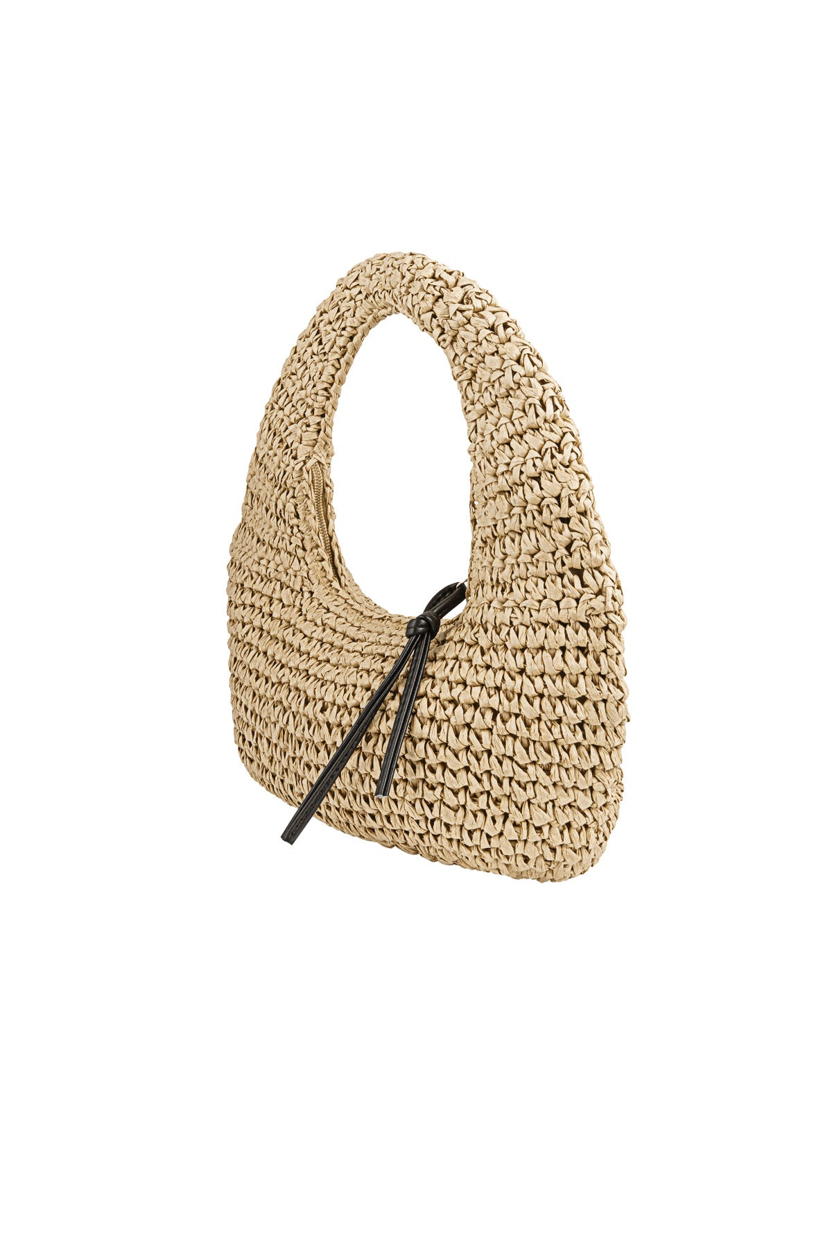 Elegant Paper Shoulder Bag in Black and Beige