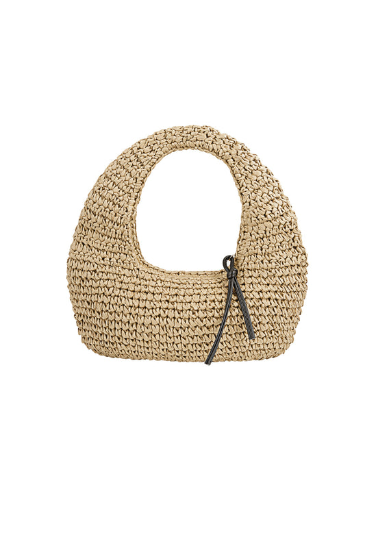 Elegant Paper Shoulder Bag in Black and Beige