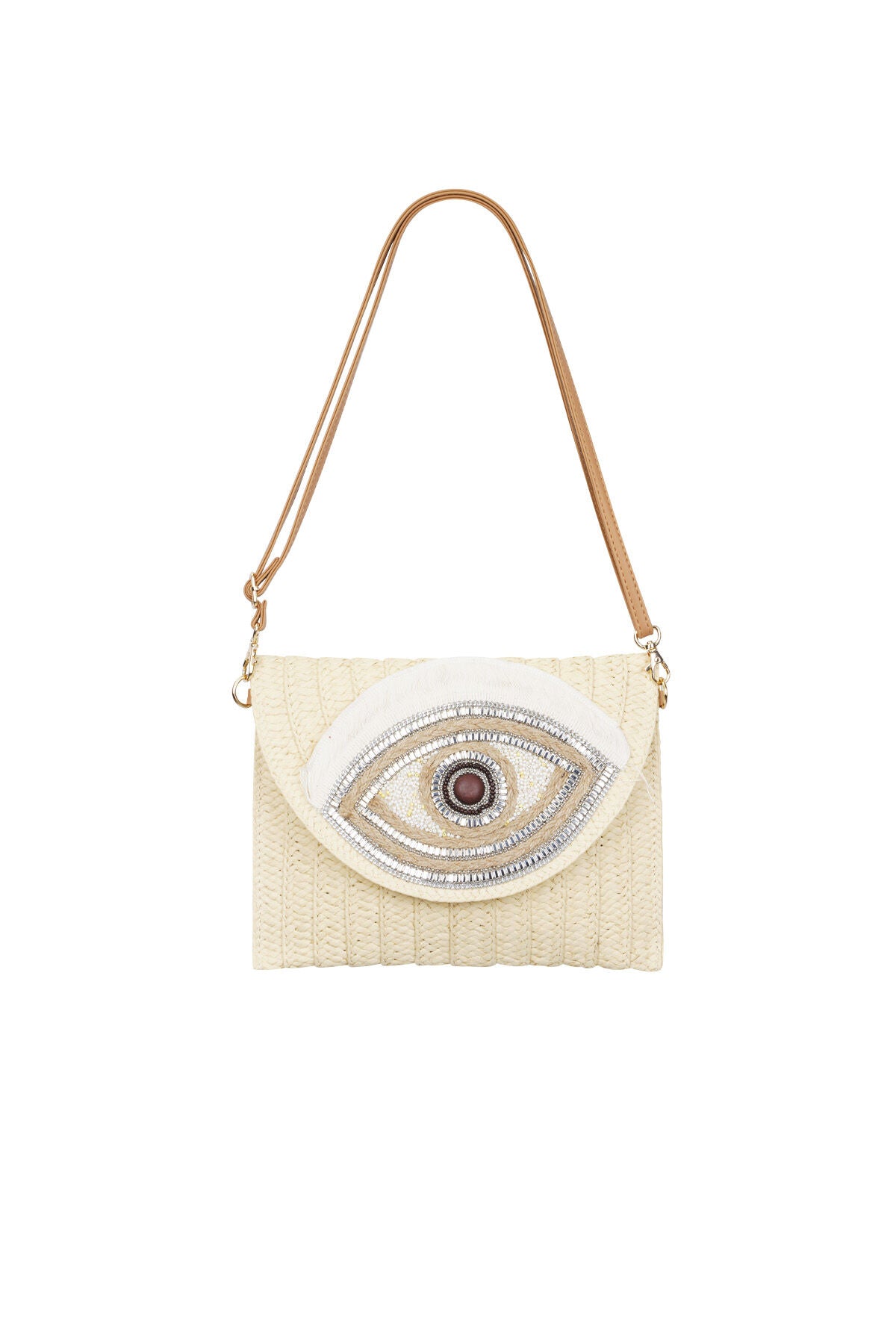 Stylish Paper Shoulder Bag in Black, Beige, Off-White