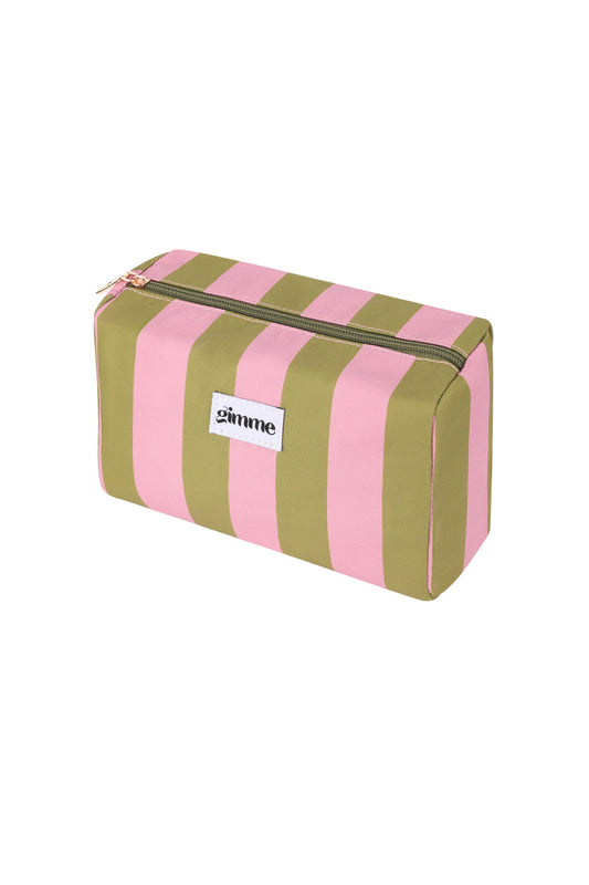 Chic Pink Stripe Makeup Bag for Everyday Glam