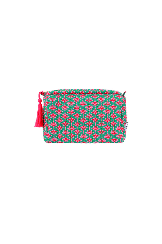 Chic Pink & Green Polyester Makeup Bags for Women