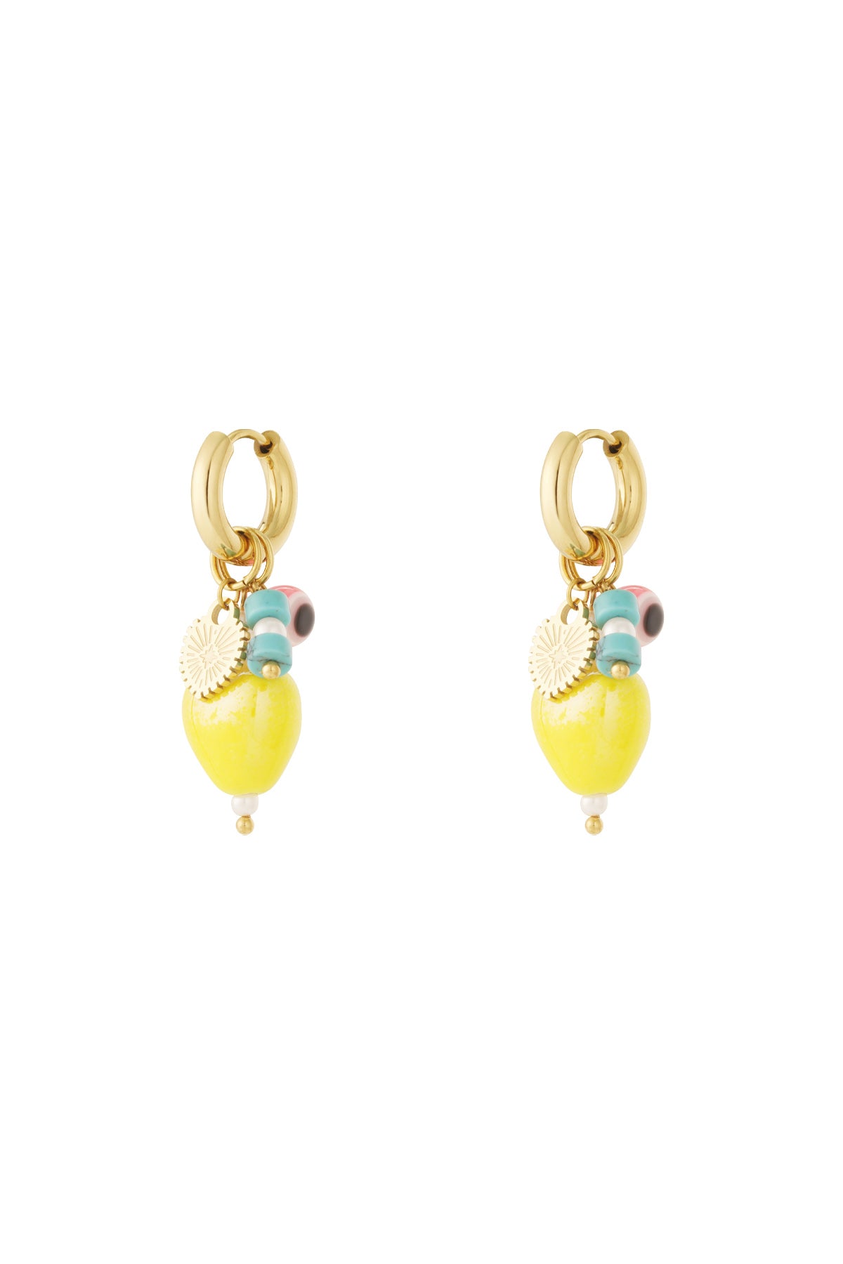 Charming 14K Gold Plated Heart Drop Earrings
