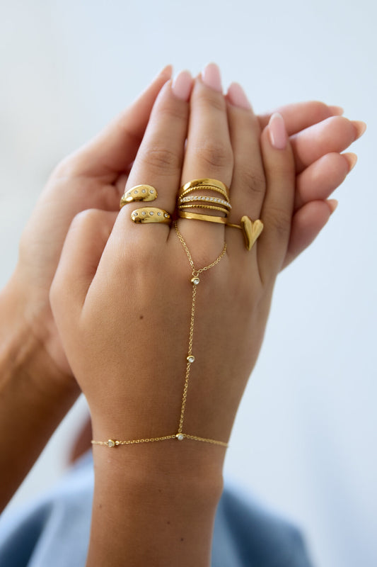 Elegant Silver & Gold Hand Chain for Women