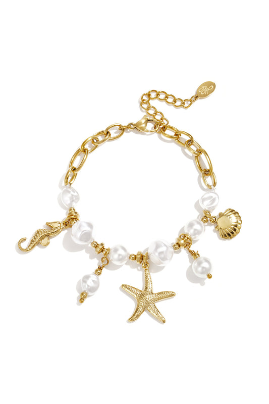 Gold Starfish Charm Bracelet for Summer Beach Vibes