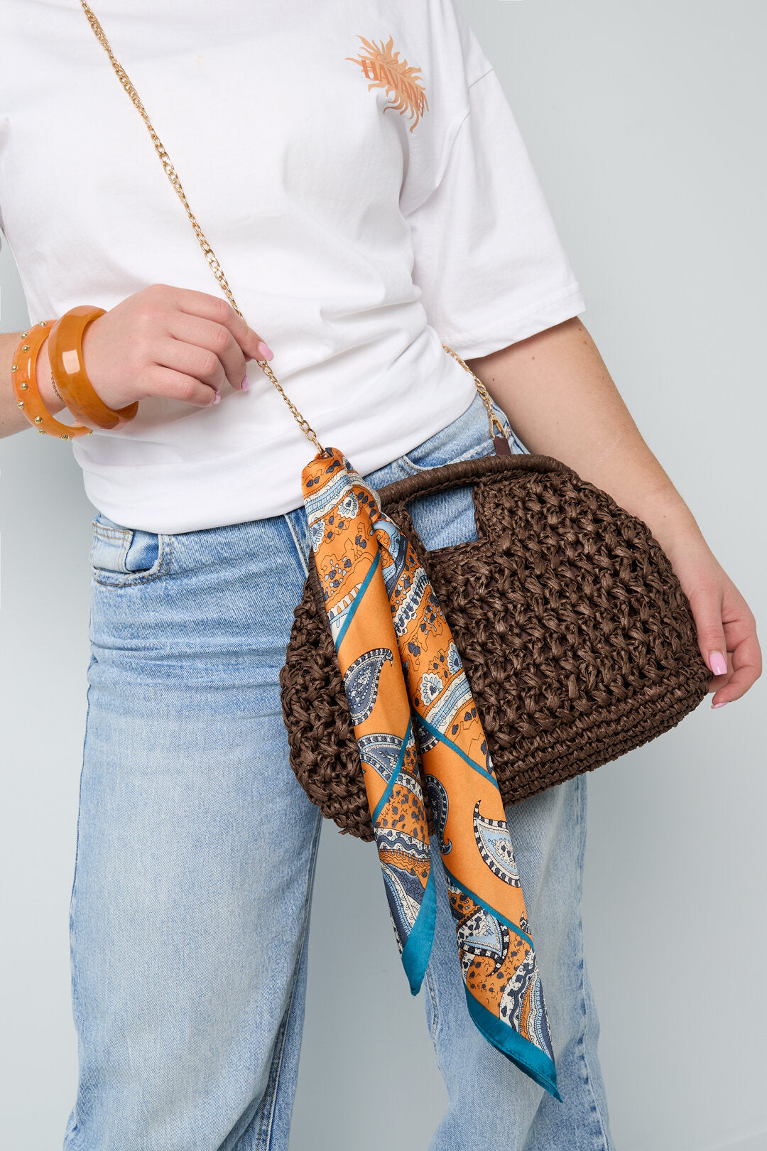 Stylish Woven Beach Bag for Women - Black & Dark Brown