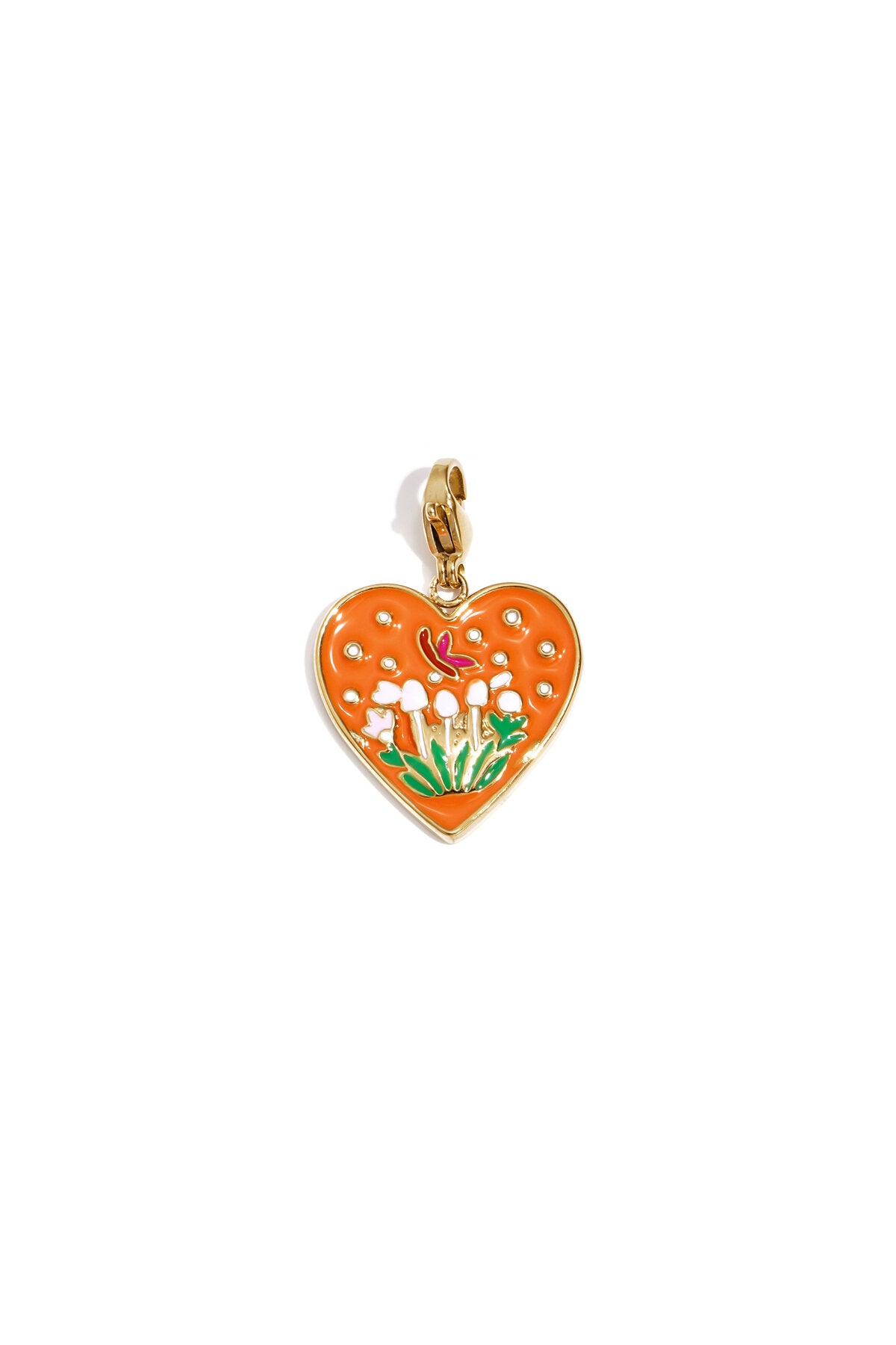 Elegant Orange Enamel Flower Heart Ring for Stylish Moms