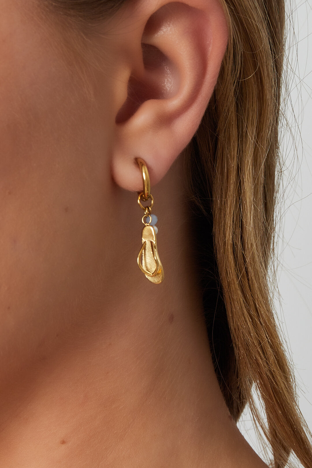 Elegant Blue & White 14K Gold Plated Drop Earrings