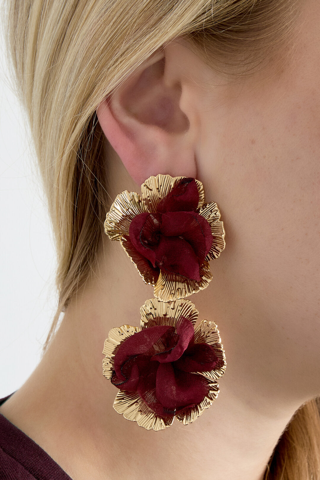 Luxurious Crimson & Dark Brown Drop Earrings for Women
